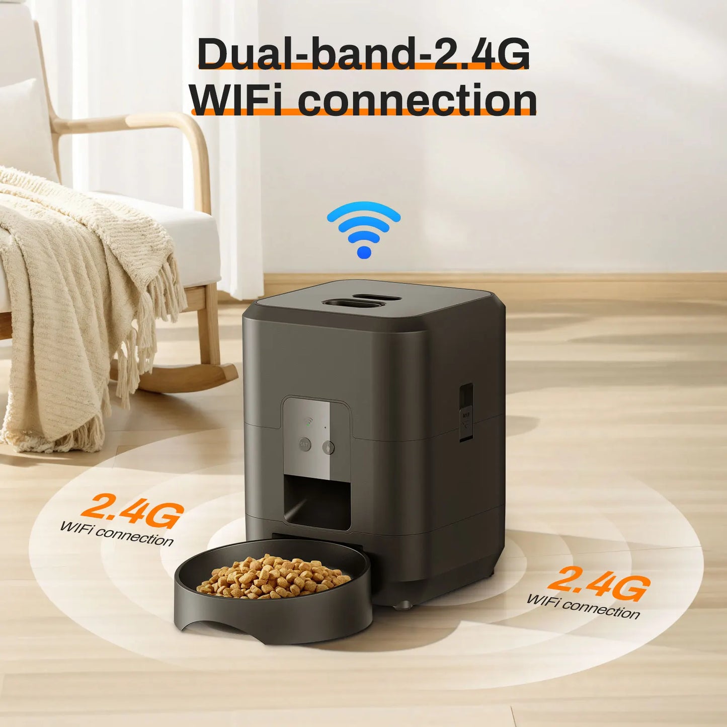 Smart WiFi Automatic Pet Feeder – App-Controlled Food Dispenser for Cats & Small Dogs