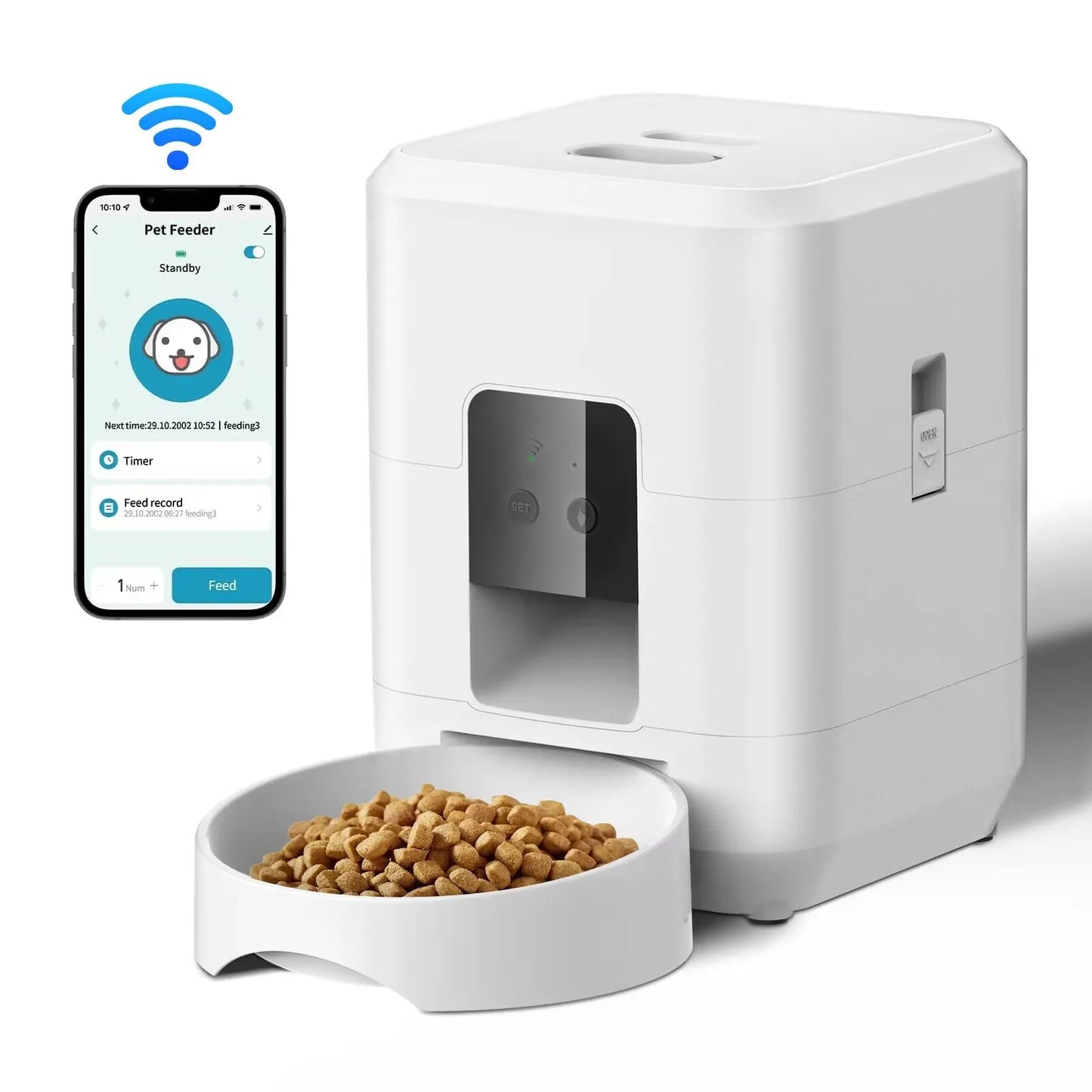 Smart WiFi Automatic Pet Feeder – App-Controlled Food Dispenser for Cats & Small Dogs